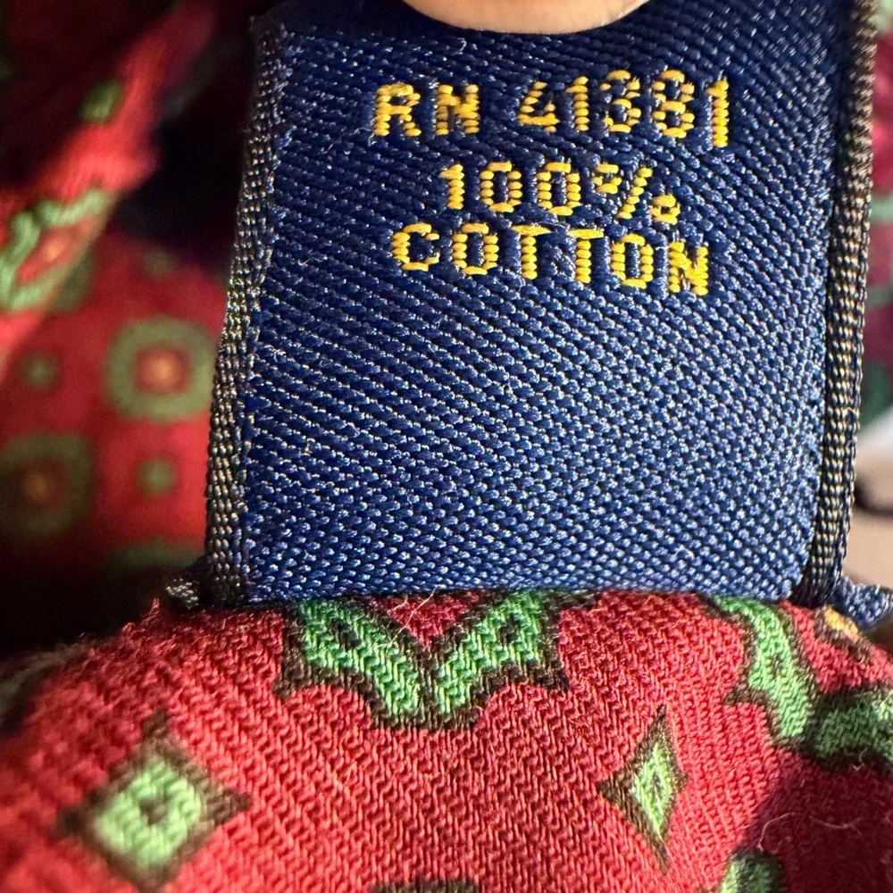 Polo Ralph Lauren Button Down Mens M Burgundy‎ Geometric Medallion Cotton Shirt